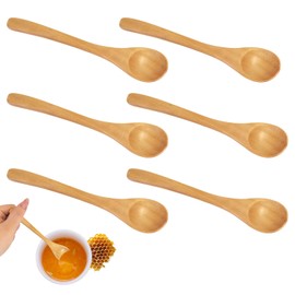 Wooden Spoons 6 PCS, Small Kids Spoons Table Spoons for Honey Ice Cream Coffee Soup Jam Tea - 5.7 inch / 14.5 cm