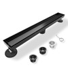 Fibetter Linear Shower Drain 24 Inch Black with Removable 2-in-1