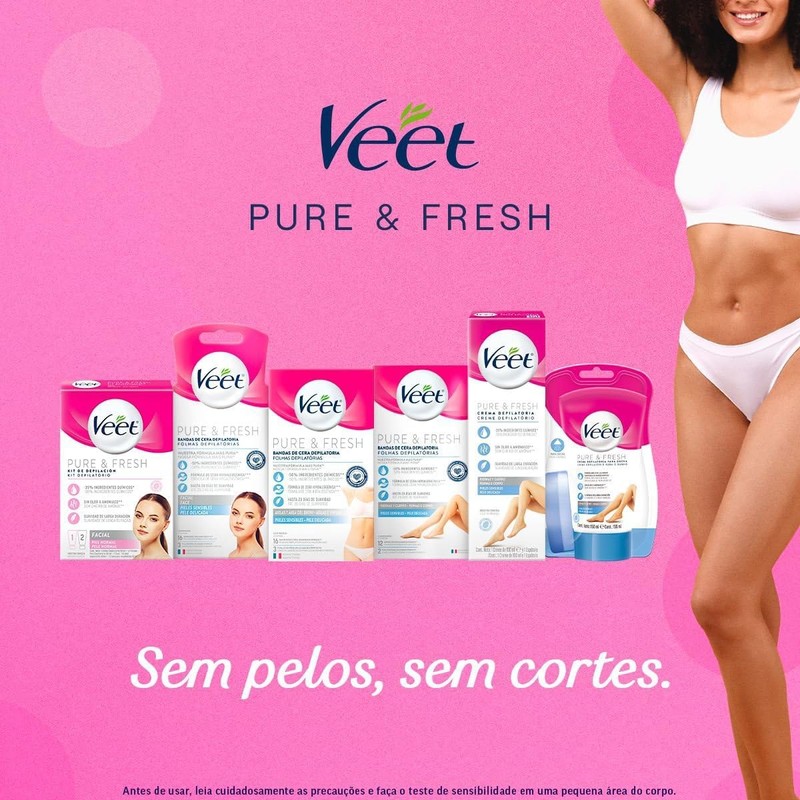 Veet Pure & Fresh, Bandas de Cera Depilatoria, Rostro, Piel