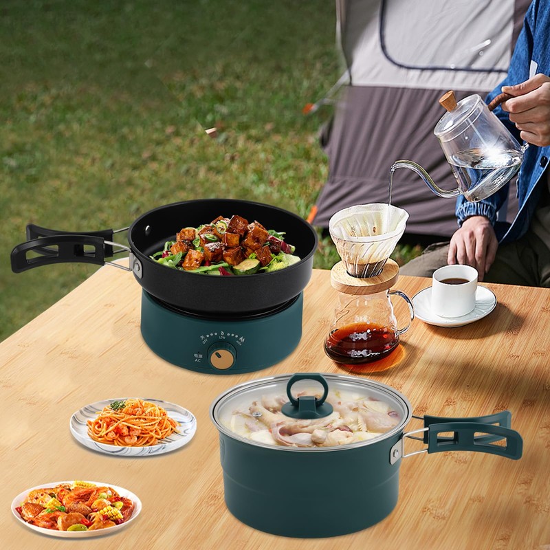 WOHAIPA Portable Mini Folding Handle Electric Hot Pot Lamian Noodles