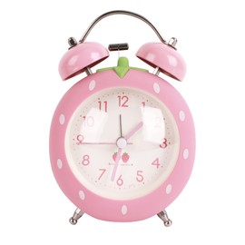 LA HUATE Students Seniors Alarm Clocks Twin Bell Bedside Alarm Clock Silent Non Ticking Desk Travel Clocks with Nightlight (Pink(Strawberry Oval))