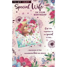 Extra large wife birthday card with 8 page insert. 12 x 8 inches OE.