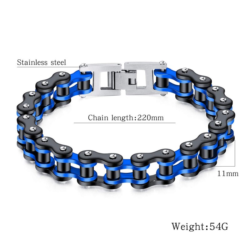 ATEIELLI Men's Bracelet Stainless Steel Two-Tone Bicycle Chain Black Bracelets