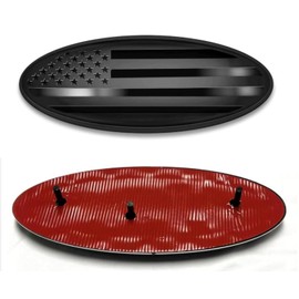 9 "(About 22.9 cm) Flag of The United States Badge, Front Grille Tailgate Badge Oval 9" x3.5, Decal Badge nameplate for F150, F250, F350, Edge, Explorer, Range (Black)