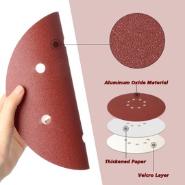 9 Inch 6 Hole Sanding Disc, GOH DODD 40 Grit 15 Pieces Hook and Loop Sandpaper Aluminum Oxide Sanding Pads Sand Paper for Drywall Sander