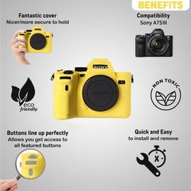 STSEETOP Camera Case for Sony A7SIII A7siii A7S3- Protective Silicone DSLR Skin Cover, Detachable Cage, Shockproof, Dustproof (Yellow)