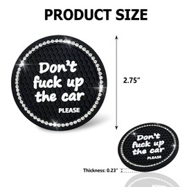 QKWL 2PCS Car Cup Holder Coasters, Car Accessories for Women, Non-Slip Wear Resistant and Beautiful, Round Coasters Suitable for Most Car Cup Holders (Black)