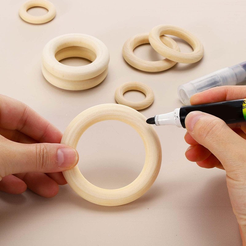 PATIKIL 35 mm/1.4 Inch Wooden Rings for Crafting, 60 Pcs