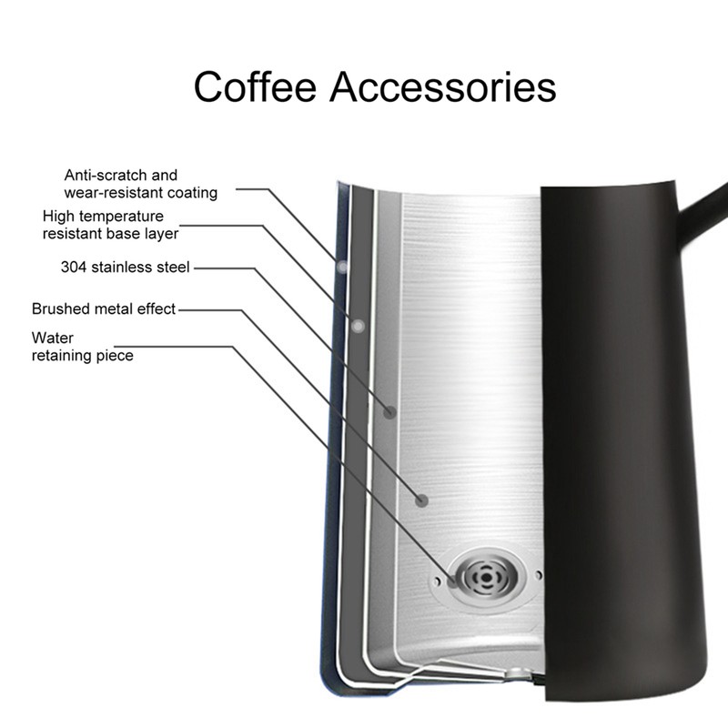 700ml Portable Stainless Steel Coffee Pot Long Gooseneck Spout Pour