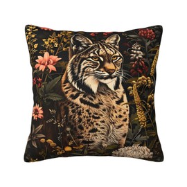 Numaxy William Morris Leopard Throw Pillow Velvet Pillowcase Home Set Comfortable Square Bed Sofa Decoration Living Room Office Cushion Cover 18"x18"Inches