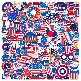 100pcs 4th of July Theme Waterproof Vinyl Stickers - Patriotic Independence Day & Party Favors for Laptop, Water Bottle, Skateboard