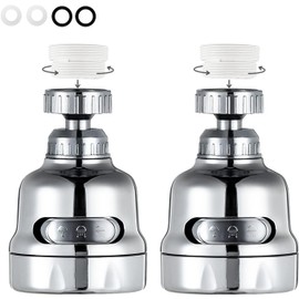 2 unidades de 3 modos ajustables para grifo, accesorio giratorio de 360 grados, para fregadero de cocina, ahorro de agua, boquilla extendida, chapado en cromo