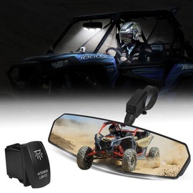 UTV Rear View Mirror, Esploratori Brightness Maverick X3 Center Mirror with Light & Wiring Control Switch for 1.5"-2" Roll Cage Compatible With Polaris RZR Can Am Kawasaki Teryx Mule