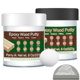 Epoxy Putty - 16 oz White Epoxy Wood Filler, 2-Part Stainable Epoxy Filler Structural Wood Epoxy Putty Kit, Wooden Floor Furniture Repair for Repairing and Bonding Damageed Wood