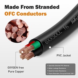 Heavy Duty 16 AWG 300V SJOOW Cable - 100 FT, 4 Conductor, Industrial Grade Portable Power Cable, Oil, Water and Chemical Resistant, for Motor Leads, Portable Lights, Machinery Circuits, Data Centers