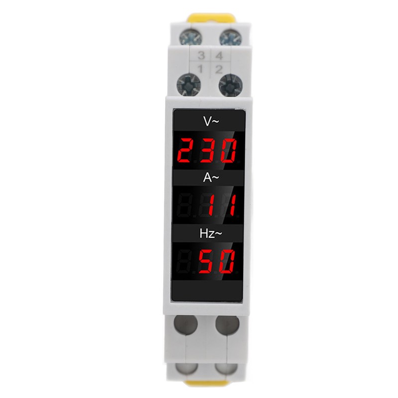 Digital Display Energy Meter Din Rail Mounted Volts Amps Hertz