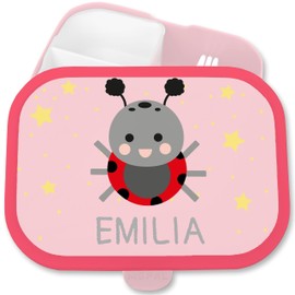 Children's Campus Lunch Box for Mepal - Sweet Ladybird Lunch Box Beetle Vesper Box Ladybird Motif I - 750 ml - Pink - Nursery Name Box Snack Box Compartments Lunch Box