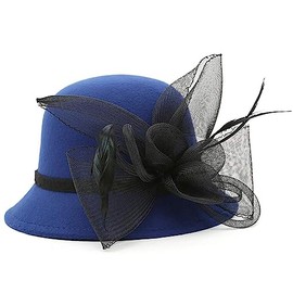 CynKen Women's Kentucky Derby Racing Horse Organza Hat Bucket Hat Bowler Church Wedding Dress Party Occasion Cap Blue
