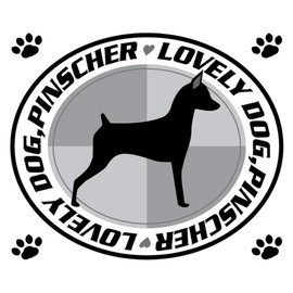 Size M: Woodman MK-2 Dog Sticker Lovely Dog Pinscher Silhouette White Back Design Nameplate