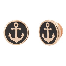 Alex and Ani Seaside Stud Earrings for Women, Anchor, Shiny Rose Gold Plated Sterling Silver, Post Back, One Size, Gold, No Gemstone