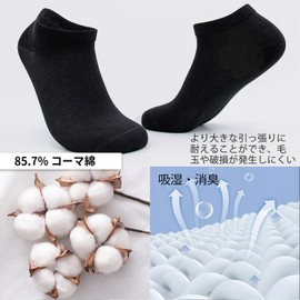 MOSOTECH Men's Socks, Set of 5, Ankle Socks, Summer, Sweat Absorbent, Deodorizing, Breathable, Business, Short Socks, 9.4 - 11.0 inches (24 - 28 cm), A-Black*10, 24.0-28.0 cm