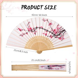 36 Pcs Floral Folding Hand Fan for Women Decorative Folding Fan with Different Flower Patterns Cloth Chinese Fan Asian Foldable Bamboo Fan Vintage Handheld Fan for Dancing Wedding Church Party Decor