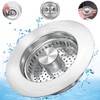 Upgraded 3 in 1 Kitchen Sink Drain Strainer Stopper, Brushed