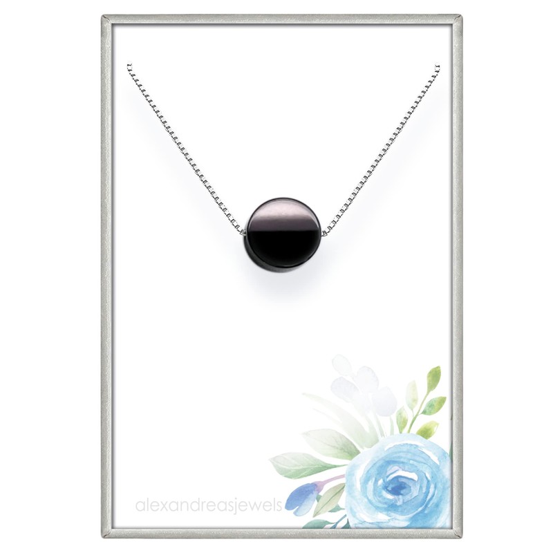 Black Onyx Necklace, Sterling Silver Black Onyx Necklace, Layering Necklace,