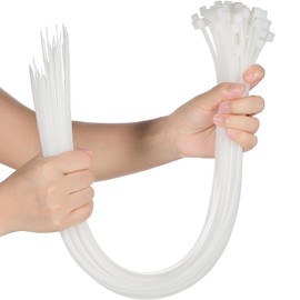 Shappy 50 Pcs Zip Ties Heavy Duty Strong Large Cable Wire Ties Zip Ties Industrial Sturdy Wire Ties, Awnings Tying Branches Bundling of Crops Fixed Water Pipes (White,60 Inch)