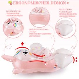 Swimming Ring Baby Sun Protection Swimming Aid Baby with Removable Sun Canopy Pink Swimming Ring for Baby from 6-26 Months, Swimming Trainer Baby Swimming Seat for Toddlers and Children