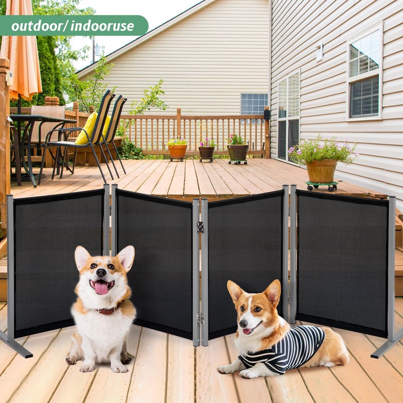 RANTILA 4 Panel Indoor Foldable Dog Fence Freestanding Dog Gate