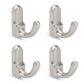 Metaliby 4 Pack Bathroom Hooks for Towels, Brushed Nickel Towel Hooks for Bathrooms Wall Mounted, Bath Towel Robe Hook, Bathroom Wall Hooks for Hanging Towels