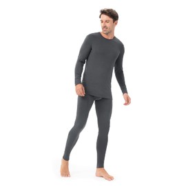 DAVID ARCHY Men's Soft Thermal Underwear Rayon-Acrylic Blend Fiber Thermal Set Warm Base Layers Top and Bottoms (XL, Dark Gray)