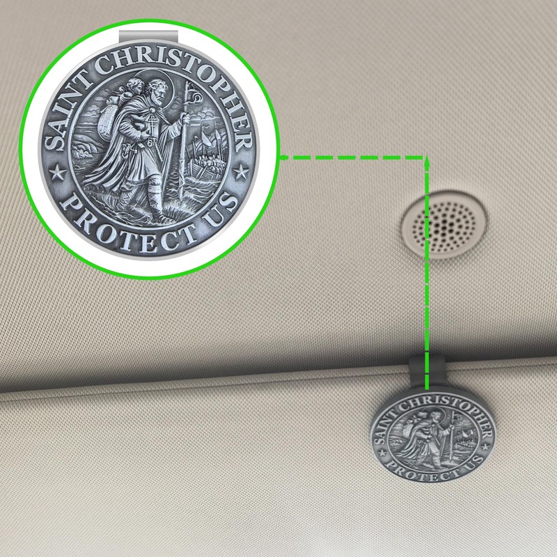 CYOUNG St. Christopher Medal for Car – Travel Protection Visor