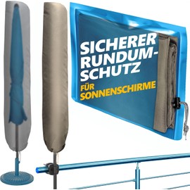 4smile Funda protectora para sombrilla, color gris topo, resistente, 2 m de diámetro, 2 m x 1,25 m, resistente a la intemperie, funda duradera, cubierta de poliéster