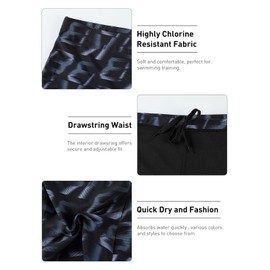 K898 Men's Square Leg Swimming Jammer Shorts UPF50+,Men Swimsuit Swim Jammers Fabric Shape Retention (Black-White,M)