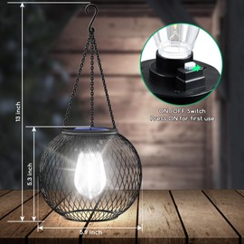 UBright Solar Lantern Outdoor Waterproof Metal Solar Lights Outdoor Hanging Solar Lights for Outside Outdoor Lights Solar Powered Solar Lanterns Decorative for Garden Yard Patio 2 Pack,Cool White