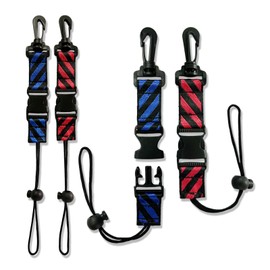 Ori Yuan - Paquete de 4 clips de cordón de buceo, hebilla colgante portátil, correa antipérdida con lazo ajustable y banda de banda de bandera de buceo para cámaras de buceo subacuáticas, anteojos de