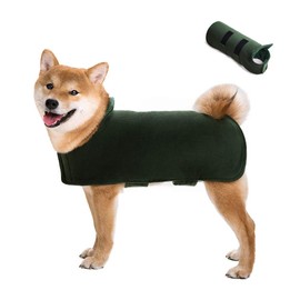 Super Absorbent Dog Drying Coat,Adjustable Dog Dressing Gown Towel Robe Pet Microfibre Anxiety Relief Designed For Small Medium Large Dogs (XL, Darkgreen)