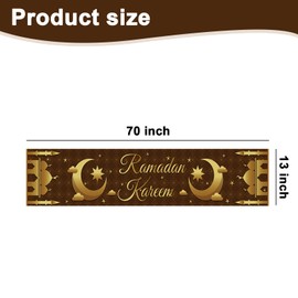 Eid Mubarak Rectangle Table Runner,70.8*13.8" Castle Star Moon Tablecloth Thick Star MoonTable Cover for Home Table Muslim Islamic Holiday Religious Dining Room Ramadan Party Decoration (Black Gold)