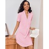 Ekouaer Women's Nightgown Button Down Nightshirt V Neck Sleepshirt Short