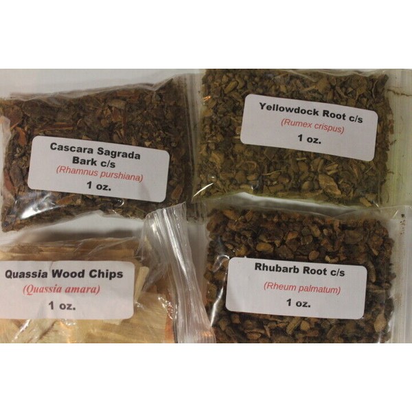 Unbranded 4 pack Herbs - Cascara, Quassia, Rhubarb & Yellowdock
