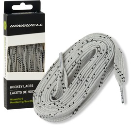 Winnwell Waxed Hockey Skate Laces - Ice Hockey & Roller Blade Skates Laces, Multiple Lace (Silver Grey/Black, 96")