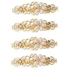 Gatuida 4pcs Pearl Hair Clips for Women Hollow Spring Alloy Hair Barrettes for Girls and Special Occasions