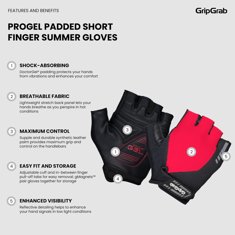 GripGrab ProGel 4mm DoctorGel Padded Short Finger Summer Cycling Gloves