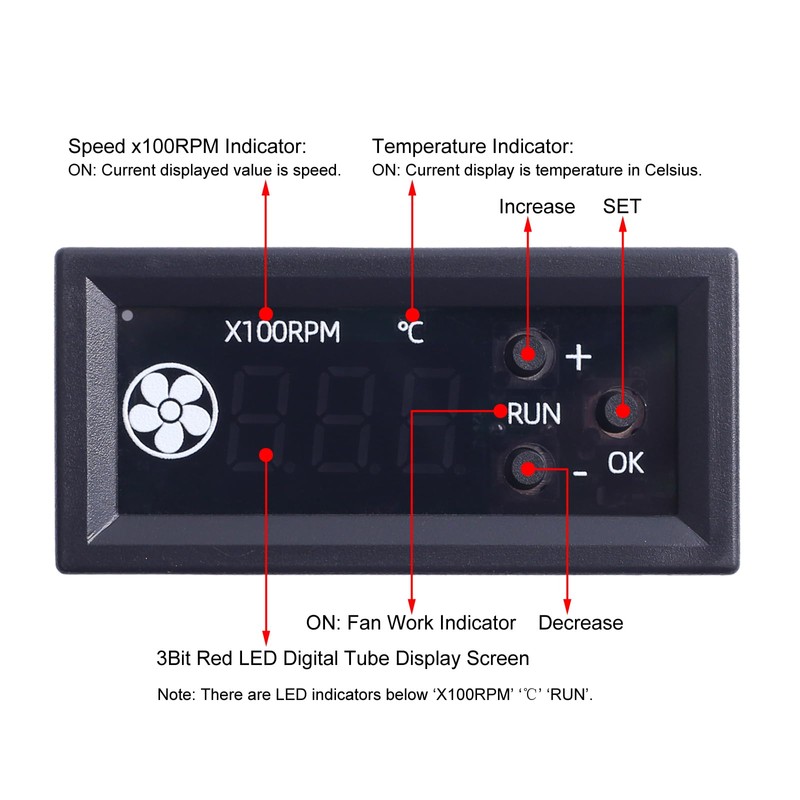 ICrduioo DC 12V 4-Wire Fan Speed Controller Fan Temperature Controller