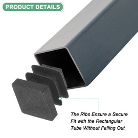 M METERXITY 20-Pack Tubing End Caps, 1/2 x 1/2 Inch Plastic Square Hole Plugs Inserts for Chair Leg/Bar Stool/Fitness Equipment, Chair Glides Fence Plug Floor Protectors