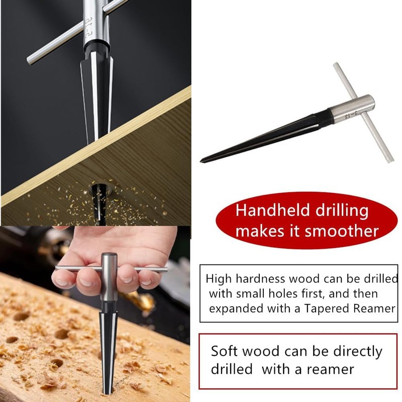 T Handle Tapered Reamer Set, 1/8"-1/2" & 3/16"-5/8" Straight Flute