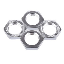 LAFEINA 4PCS 17mm Aluminum Wheel Hex Hub Nut for 1/8 RC Model Car Upgraded Parts (Silver)