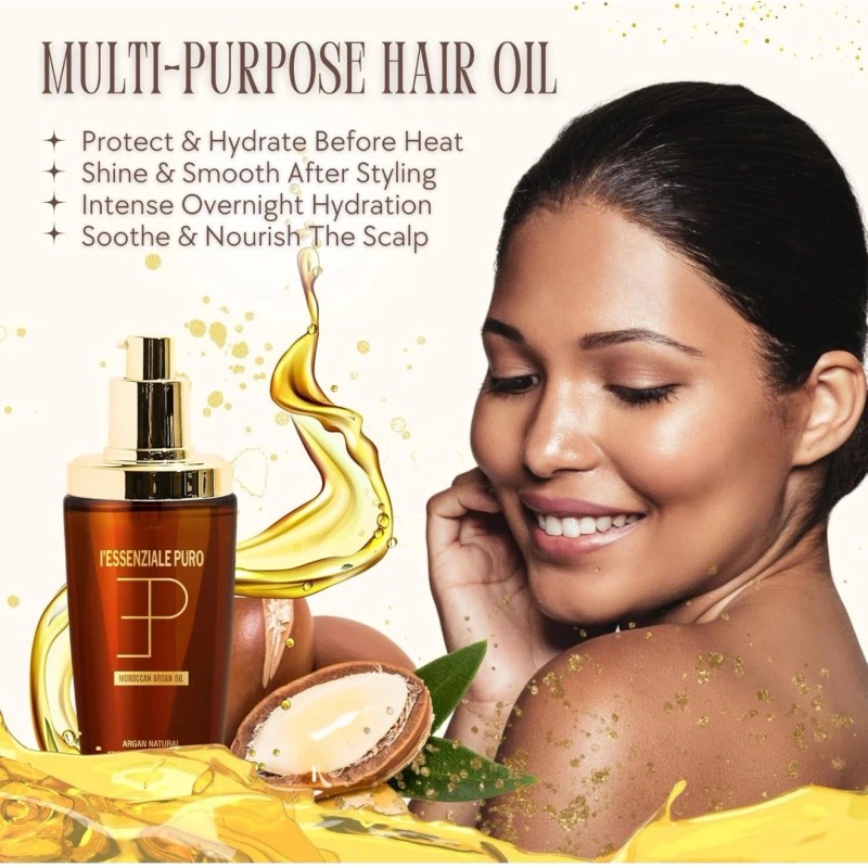 L'Essenziale Puro Moroccan Argan Oil - For Hair, Face, Body